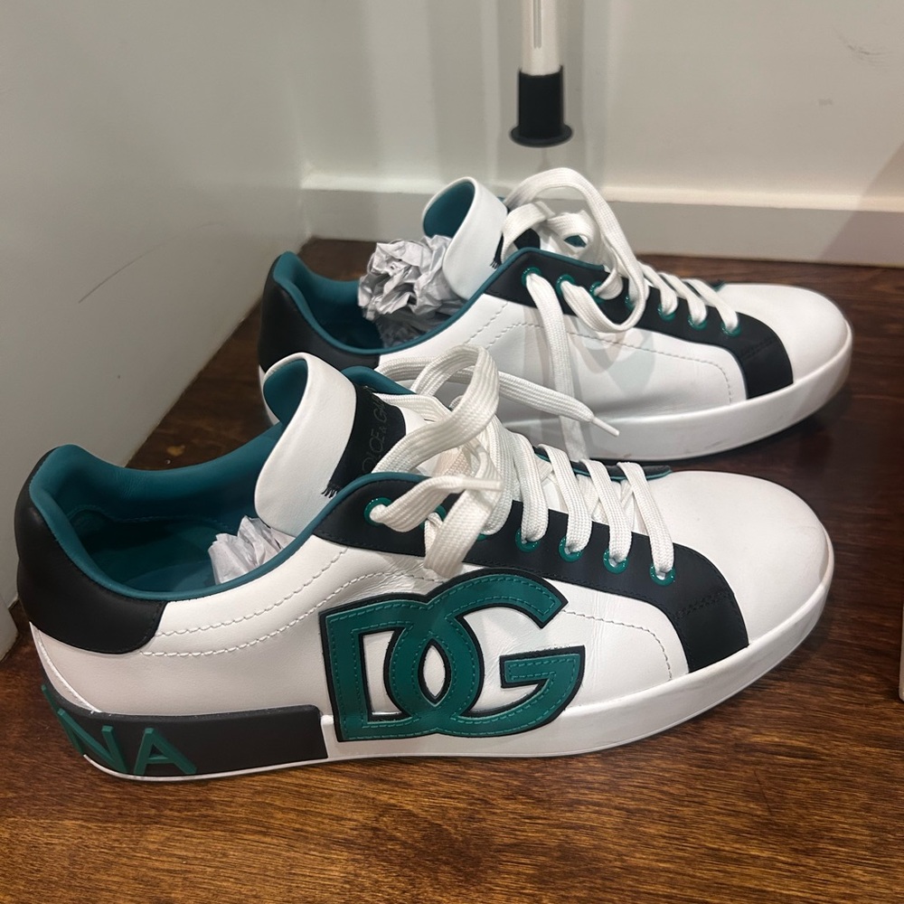 Dolce & Gabbana White and Teal Sneakers
